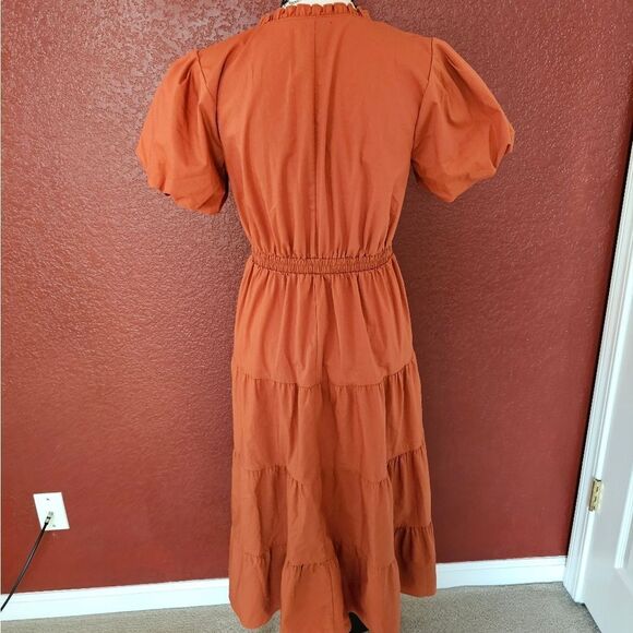 Chic Orange Midi Dress - Picture 4 of 8